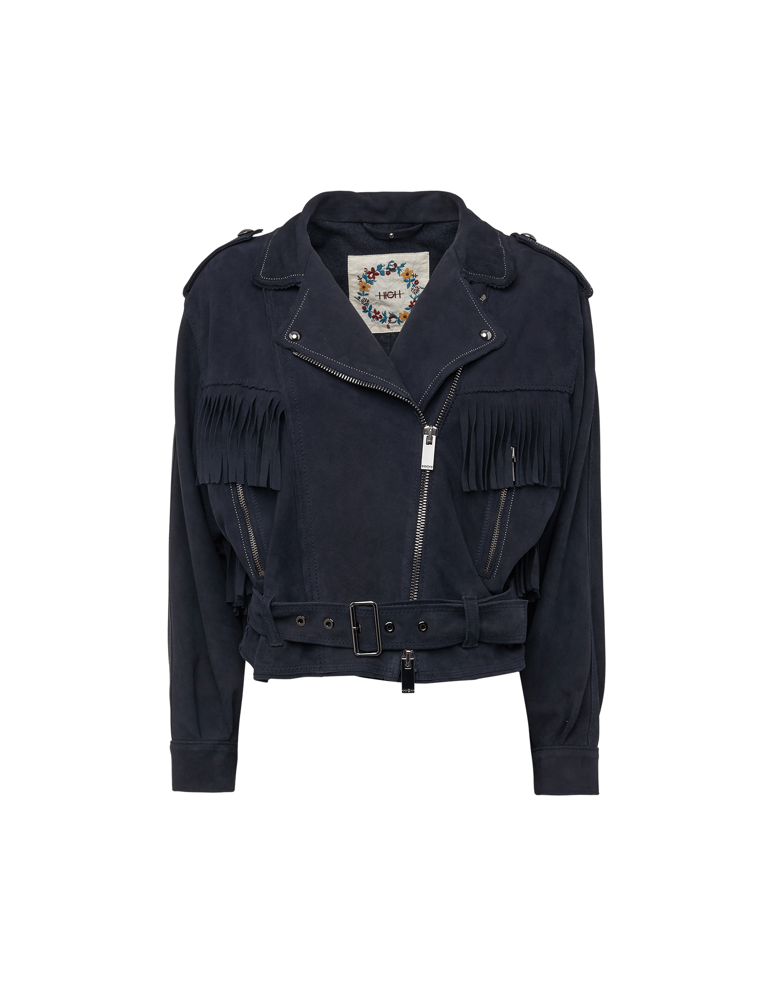 navy suede biker jacket