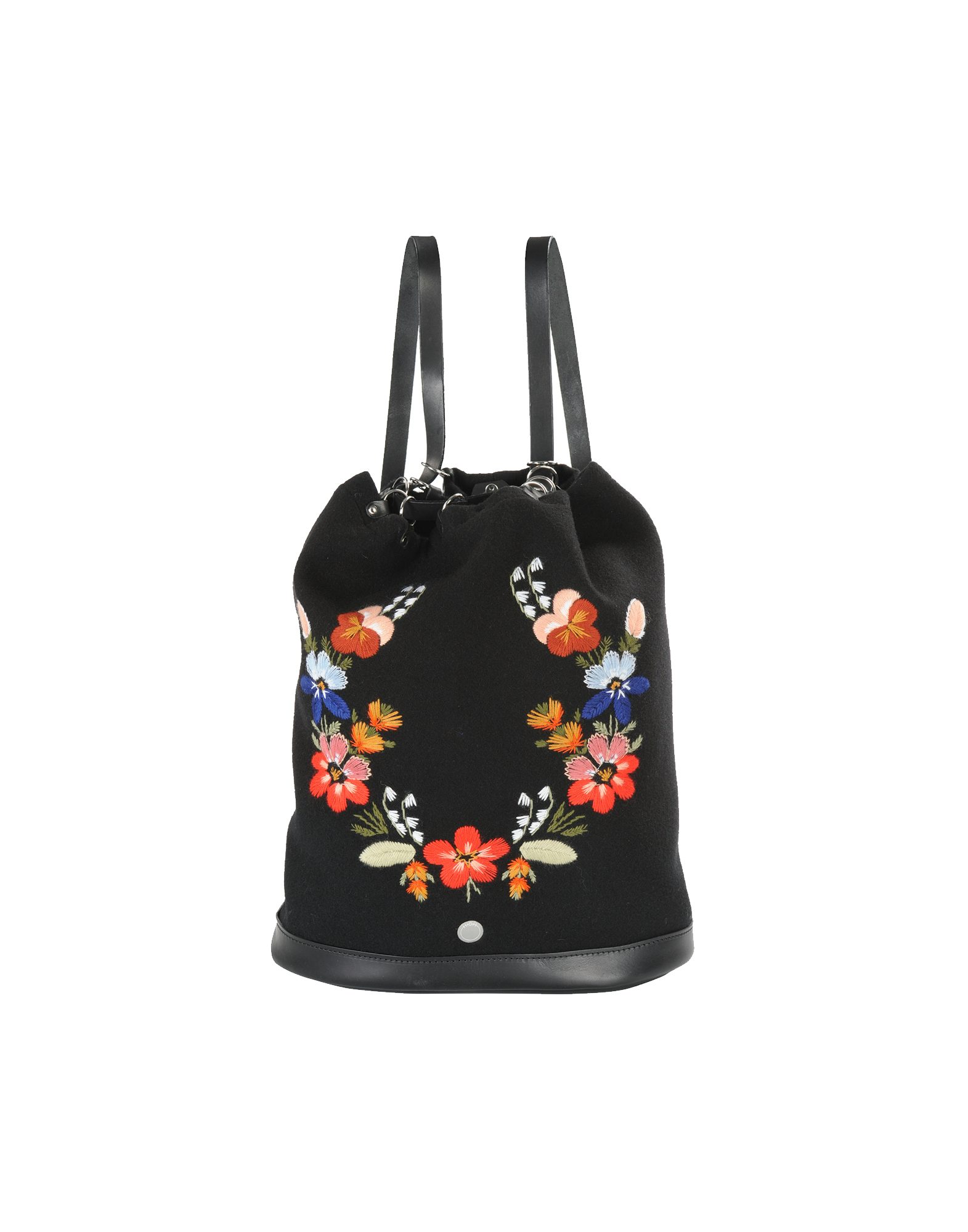 black embroidered backpack