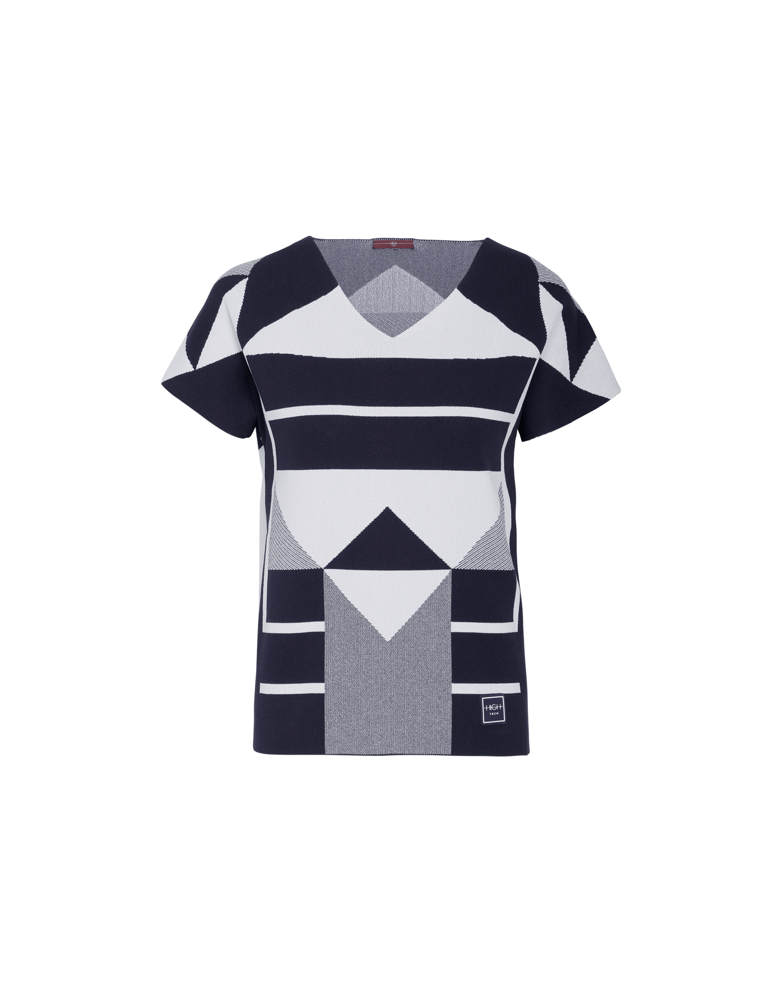Synergy Black And White Geometric Pattern Tech Knit T Shirt