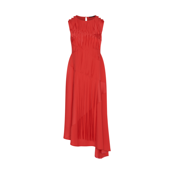 ELITE: Sleeveless dress in satin-back crêpe with ribbons