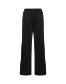 DEDICATE: Pull-on palazzo pants in black shiny jersey