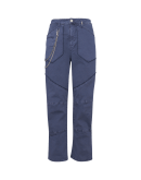 GO AHEAD: Navy boy fit pants with multi-panel legs