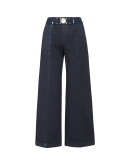 SNEAKY: Wide leg pants in navy stretch twill