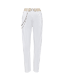 PRESUME: Tapered pant in ivory cotton and lined micro piquet