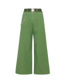 GIDDY: Palazzo pants in green textured cotton
