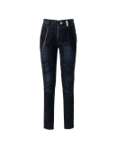 COLLIDE: Biker-style jeans in black flocked denim