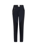 JUSTICE: Tapered pant in navy twill and cotton viscose satin