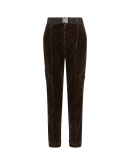 LASH OUT: Pantalone affusolato in tela di cotone floccato marrone