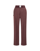 RATIONALE: Softly tailored pants in brick red micro hounds tooth