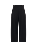 DODGEM: Black high waisted pants with tuxedo-style stripe