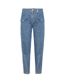 COURAGEOUS: Jeans stile cargo in denim blu medio sovra tinto