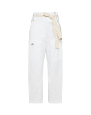 ADVENTURE: Ivory wide leg pants with diagonal off-centre zip