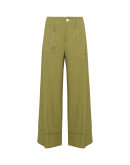 TO AND FRO: Weite Hose aus grünem Hanfmischgewebe