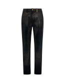 ACCURATE: Black A-gender "leather" effect jeans