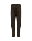 ACCURATE: Dark olive A-gender "leather" effect jeans