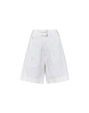 WITTY: Ivory wide leg baggy shorts with double-buckle waist