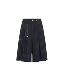 SARCASM: Weite Shorts aus navyblauer Wolle mit Nadelstreifen