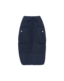 INTENT-ON: Pull-on "balloon" navy skirt with oversize pockets