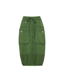 INTENT-ON: Pull-on "balloon" green skirt with oversize pockets