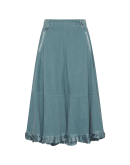 QUARREL: Light blue skirt in corduroy with cupro hem