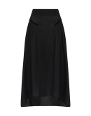 TANTALIZE: Black midi skirt in brushed wool