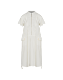 RADIANT: Ivory short sleeve dress with zip front