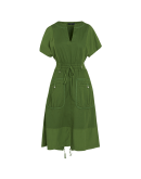 FIDELITY: Green dress with drawstrings and "pouch" style pockets