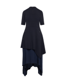 SHOWTIME: Short-sleeved dress in navy wool and cupro