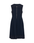 GLEESOME: Navy blue jersey and cotton sleeveless dress