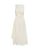 MARVEL: Ärmelloses elfenbeinfarbenes Kleid mit drapiertem Einsatz auf der Vorderseite