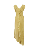BESOTTED: Bias cut slip lime dress with waterfall drape