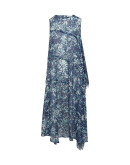 WISH LIST: A-förmiges Kleid aus Georgette mit abstraktem Druckmuster in Blau.