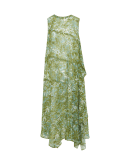 WISH LIST: A-förmiges Kleid aus Georgette mit abstraktem Druckmuster in Grün.