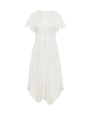 INSTINCT: Kleid aus elfenbeinfarbenem Jersey mit mehreren Drapierungen