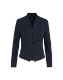 RENOWN: Short fitted V-neck jacket in navy stretch jersey