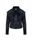 ABILITY: Jeans style jacket in navy flocked cotton