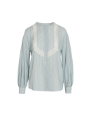 HESITATE: Camicia in cotone a righe con inserti di pizzo