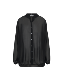MANON: Black wide shirt in silk georgette