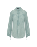 IDEOLOGY: Camicia rigata azzurro pallido con nastri annodabili