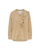 OFFSET: A V-neck shirt with off-centre ruffle