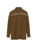 MAVERICK: Brown Man's style shirt with macramé inserts