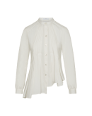 BEGUILE: Camicia bianca con pieghe multiple e orlo asimmetrico