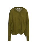 REACTIVE: Asymmetric green V-neck sweater