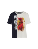 DAYDREAM: T-shirt in navy and ivory with floral art-print