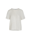QUIRKY: T-shirt in cotone avorio con inserti in nastro di pizzo