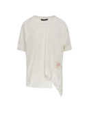 SUBTRACT: Asymmetrisches, elfenbeinfarbenes T-Shirt mit Rückenteil aus Georgette