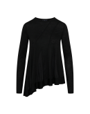 SEQUENCE: Maglia in jersey nero con godet in cupro