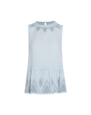 MIRACLE: Pale blue sleeveless top with embroidered peplum