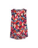CLOSE UP: Sleeveless A-line top in printed cotton