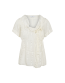 POETRY: Ivory striped chiffon top with off-centre buttons